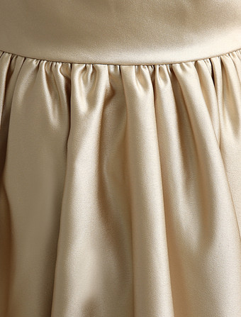 ブライズメイドドレス Aライン フォーマルドレス シャンパン ショートブライズメイドドレス サテン ボートネック 結婚式 お呼ばれ 二次会 ひざ丈 ナチュラルウェストライン 演奏会 ファスナー ウェディングパーティードレス ウェディング