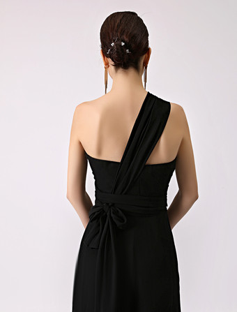 ブライズメイドドレス Aライン フォーマルドレス ノースリーブ オールインワン ブラック シフォン 結婚式 お呼ばれ 二次会 特別なネックライン マキシ丈 演奏会 バックレス ウェディングパーティードレス ウェディング