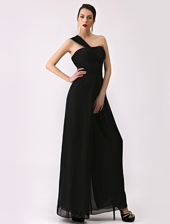 ブライズメイドドレス Aライン フォーマルドレス ノースリーブ オールインワン ブラック シフォン 結婚式 お呼ばれ 二次会 特別なネックライン マキシ丈 演奏会 バックレス ウェディングパーティードレス ウェディング