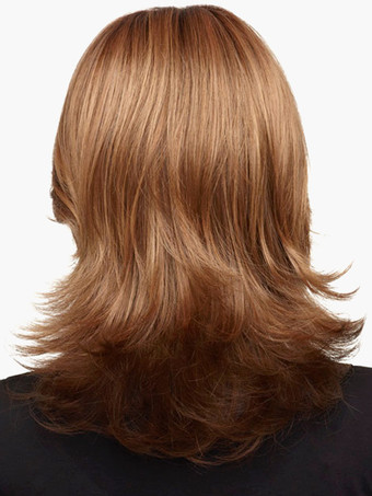 ライトブラウン　ミディアム　カール　50cm　ウィッグ