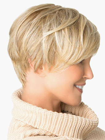 亜麻色　30cm　ストレート　ファッション　ショートウィッグ