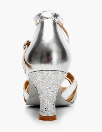 ラテンダンスシューズ 社交ダンスシューズ グリッター カットアウト クリスクロス ダンスシューズ