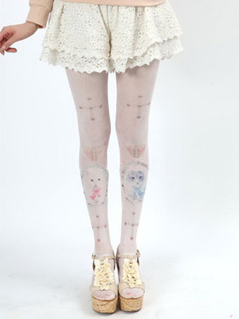 Gatos lindos blancos calcetines de Lolita 
