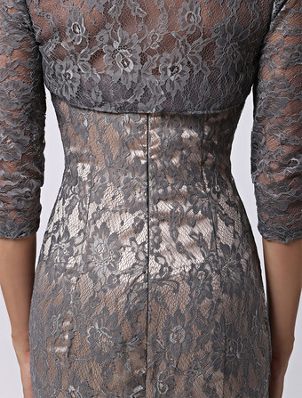 結婚式 母親ドレス マーメイドライン ミセスドレス フォーマル グレイ ウェディングパーティードレス ストラップレスネック ノースリーブ お呼ばれ 謝恩会 成人式 二次会 レース 格安オケージョンドレス マキシ丈 ファスナー レース ウェディング