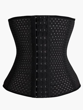 Lace Over Bust Corsets Black Women Lace Up Zipper Piping Waist