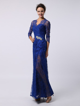 Robe de mère de mariée manche longue transparente au sol robe de cocktail de mariage