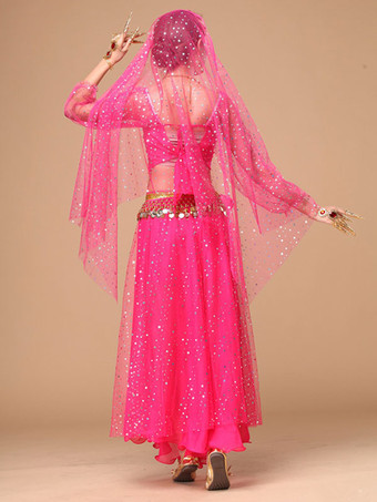 ベリーダンス衣装　コスチューム　スパークル　アラビアン 衣装 シフォン　ボリウッド　ダンスドレス