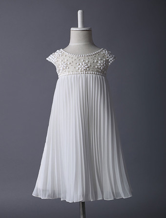 Blumenmädchen Kleider Abendkleider für Hochzeit Tüll Kurzarm A-Linie- Hochzeit Illusion Ausschnitt kleid blumenmädchen knielang