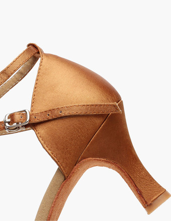 女性ダンスシューズ　ラテンダンスシューズ　美脚　疲れにくい　社交ダンスシューズ　滑り防止　チャンキーヒール　5.5cm　オープントゥ　