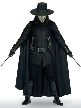 V For Vendetta Guy Fawkes Carnaval Conjunto de Acessórios Cosplay Máscara Manto Chapéu Peruca Conjunto