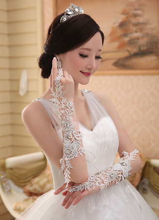 Gants Mitaines en dentelle ivoire de mariage Longueur de coude