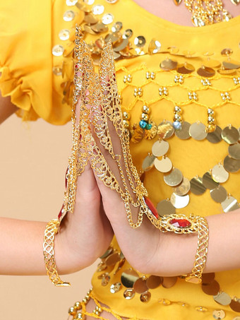 ベリーダンス　コスチューム　ゴールド　シンセティック　ボリウッド　ダンス　ネイルラップ　女性用