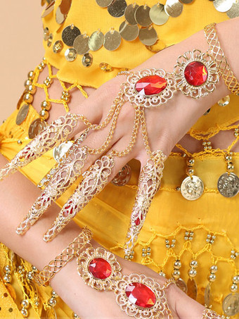 ベリーダンス　コスチューム　ゴールド　シンセティック　ボリウッド　ダンス　ネイルラップ　女性用