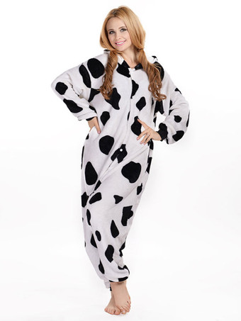 パジャマ ウシ コスプレルームウェア ジャンプスーツ ユニセックス 大人用 ハロウィン 着ぐるみパジャマ アニマル サザック 衣装 ホワイト