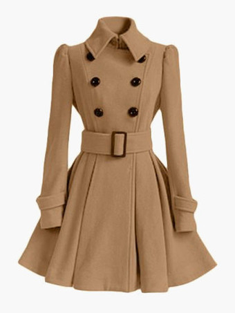 Trench Coat para mulheres Wrap Jacket Peacoat Spring Outerwear