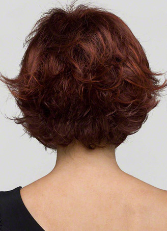 ショートウィッグ　マホガニー　フルウィッグ　耐熱ファイバー　女性用　ストレート　ストリートウェア　シック＆モダン　