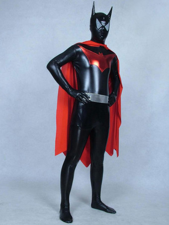 ブラック メタリック全身タイツ　ジャンプスーツ　ブラック　大人用　 ハロウィン