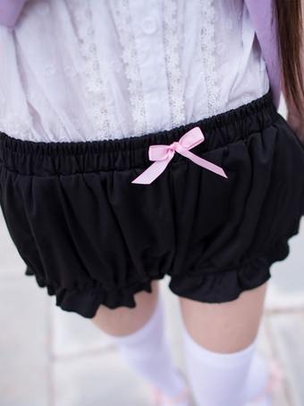 Lolita Bloomer Shorts for Women Black Pettipants Ruffled Cotton Lace