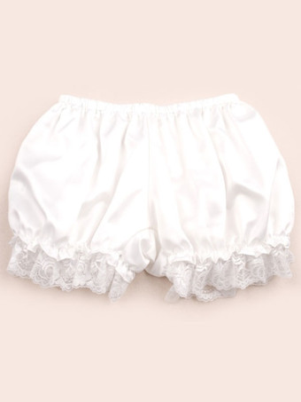 Lolitashow Lolita Shorts dentelle blanche Ruffles soyeux  pour femmes
