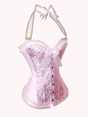 Pink Bows Strapless Silk-like Lolita Corset for Women