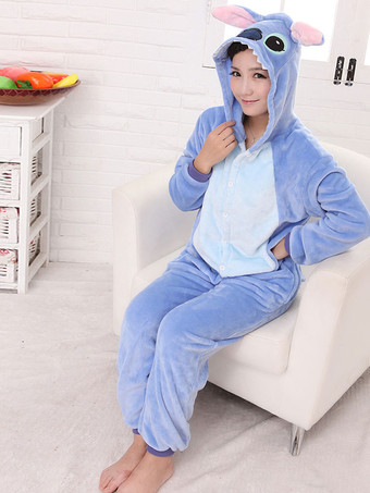 Kigurumi Pajamas Stitch Onesie Blue Cartoon Unisex For Adult Mascot Synthetic Animal Cosplay  Mascot Costume Carnival onesie pajamas