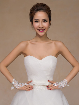 ウエディンググローブ　ブライダルグローブ　アイボリー　レース　レース　手首の長さ　ウエディング　フィンガーレス　