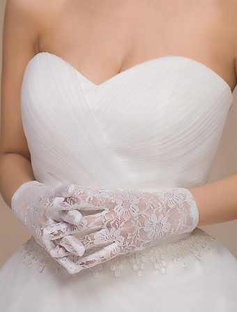 Gants en dentelle ivoire de mariage Longueur de poignet