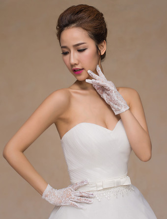 Gants en dentelle ivoire de mariage Longueur de poignet