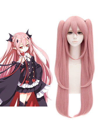 Seraph rosa da peruca Anime final com fibra resistente ao calor 