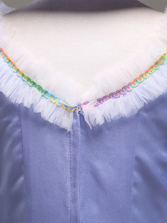 レトロ服　ヴィンテージファッション　コスチューム　ドレス　合成繊維　女性用　ライトスカイブルー　ロココ調　大人用　七分袖　 ハロウィン