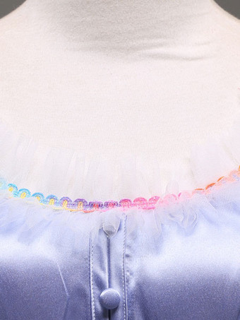 レトロ服　ヴィンテージファッション　コスチューム　ドレス　合成繊維　女性用　ライトスカイブルー　ロココ調　大人用　七分袖　 ハロウィン