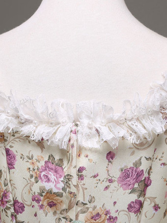 ヴィンテージファッション　レトロ服　コスチューム　ドレス　合成繊維　女性用　ベージュ　ロココ調　大人用　七分袖　 ハロウィン