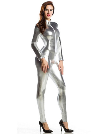 メタリックタイツ　シルバー　ノベルティ　シャイニーメタリック　大人用　女性用　 ハロウィン