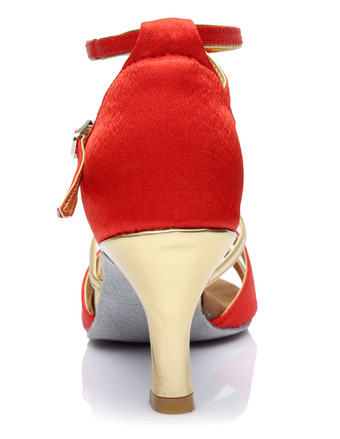 ラテンシューズ　ダンスシューズ　スティレットヒール　オープントゥ　絹織物　シック＆モダン　クリスクロス　調整可能なストラップ　女性用　