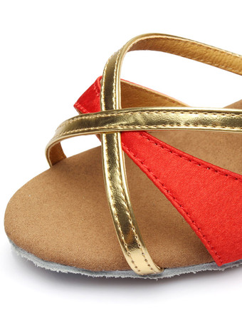 ラテンシューズ　ダンスシューズ　スティレットヒール　オープントゥ　絹織物　シック＆モダン　クリスクロス　調整可能なストラップ　女性用　