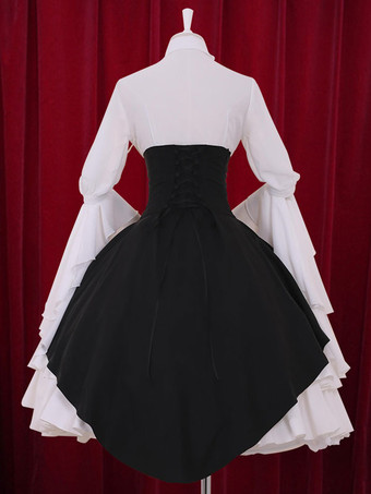 ゴスロリ　マルチカラー　ロリータワンピース　ボタン　蝶タイアイドル衣装　レットコットンワンピース　