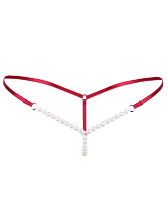レッド レディースショーツ　Tバック　パール　女性用　セクシーランジェリー