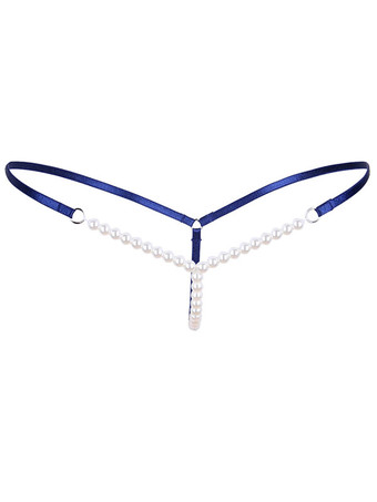 ブルー レディースショーツ　Tバック　パール　女性用　セクシーランジェリー