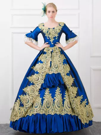 blue and gold princess dress Toddler Girl Birthday Party Dress Blue Retro Sequin Tail Fluffy Princ –  marryshe main image 0
