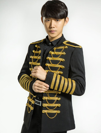 男性のレトロな衣装黒のロココ調コート パンク裁判所制服布衣装