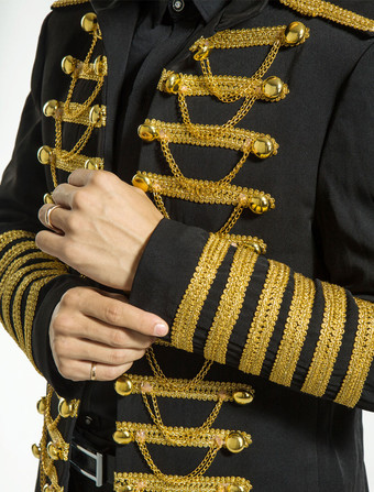 男性のレトロな衣装黒のロココ調コート パンク裁判所制服布衣装