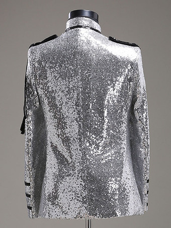 レトロ衣装　コスチューム　メンズ　シルバー　大人用　制服用ラシャ　貴族風　長袖　コート　 ハロウィン