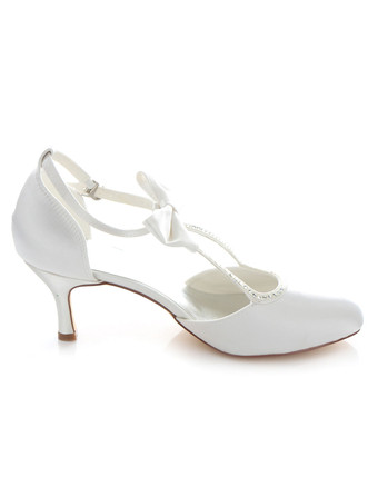 ブライダルパンプス　パーティーパンプス　女性用　絹織物　丸いつま先　キトンヒール　ウエディング　スウィート　