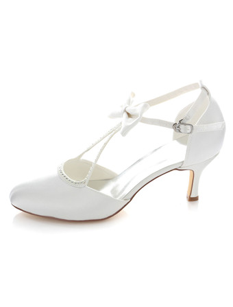 ブライダルパンプス　パーティーパンプス　女性用　絹織物　丸いつま先　キトンヒール　ウエディング　スウィート　