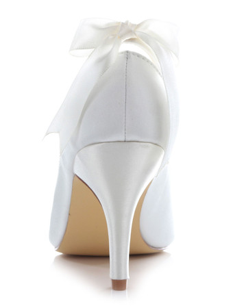 ブライダルパンプス　パーティーパンプス　女性用　絹織物　丸いつま先　スティレットヒール　リボン　ウエディング　シンプル　