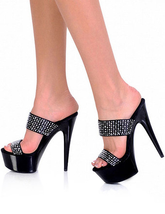 Женская сексуальная обувь Черная платформа Открытая носка для страйков Слайд-сандалии Высокие каблуки