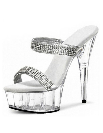 transparent Mules sexy talon haut plateforme chaussures pole danse