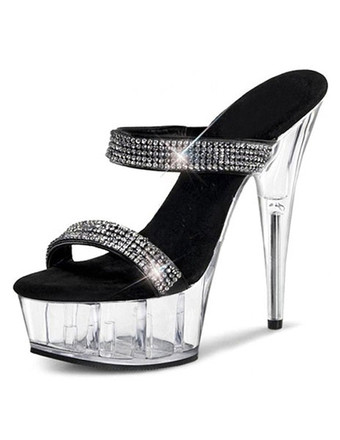 argent Mules sexy talon haut plateforme chaussures pole danse