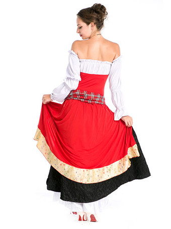 ホリデーコスチューム　レッド　祝日　フレンチ　ドレス　女性用　ポリエステル　
