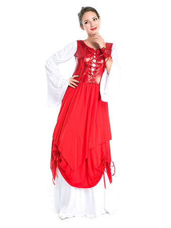 ホリデーコスチューム　レッド　祝日　フレンチ　ドレス　女性用　ポリエステル　